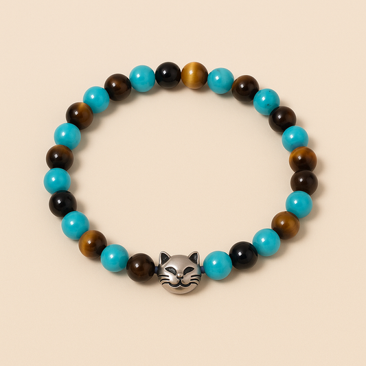 Bracelet Œil de Tigre & Turquoise