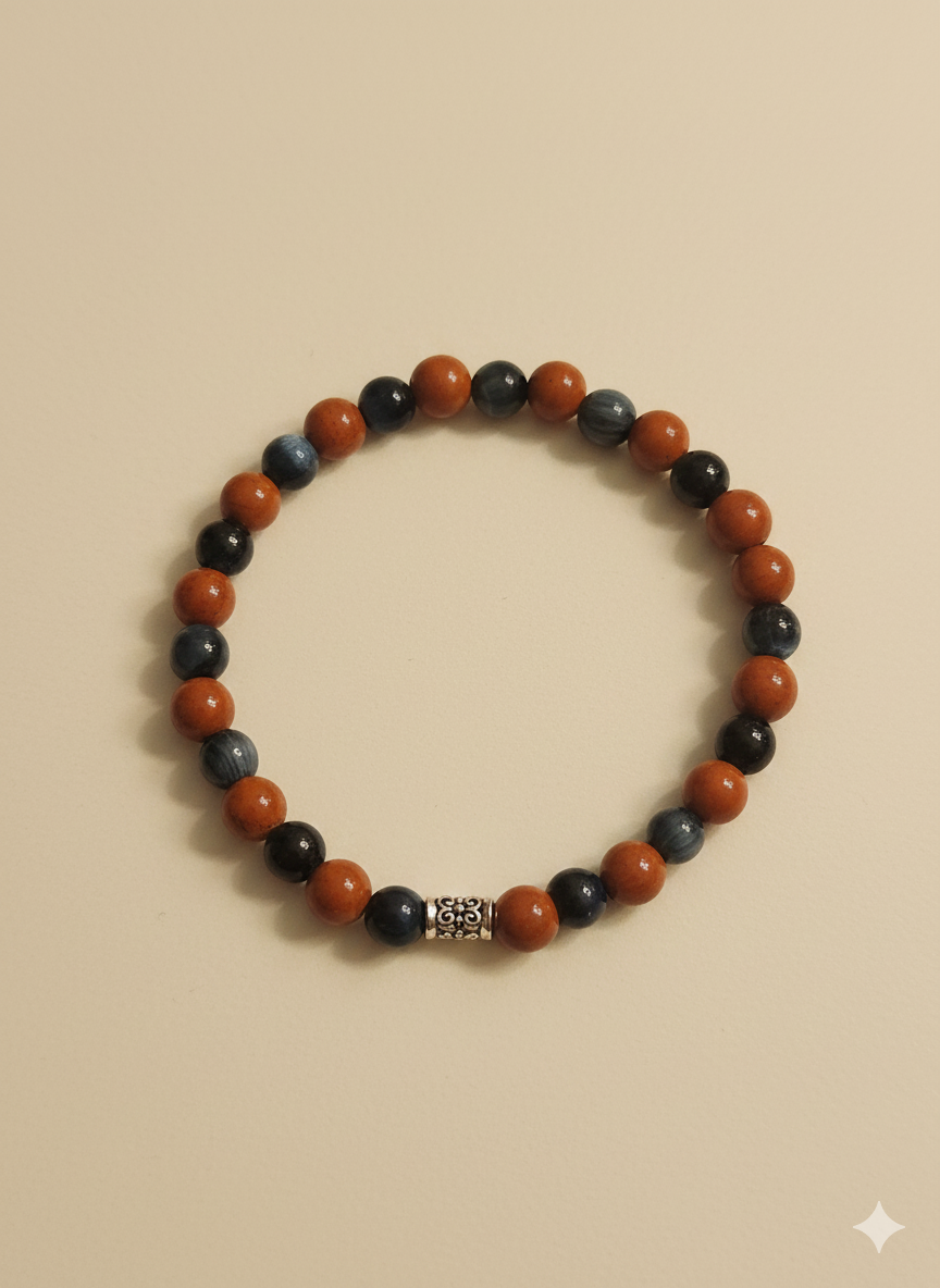 Bracelet jaspe rouge et œil de tigre