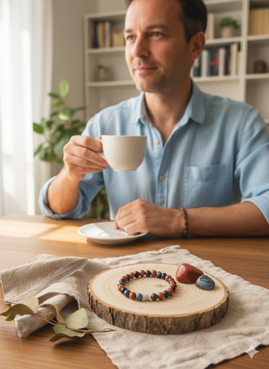 Bracelet jaspe rouge et œil de tigre