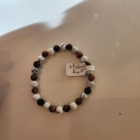 Bracelet rhodonite et Howlite 15-16 cm